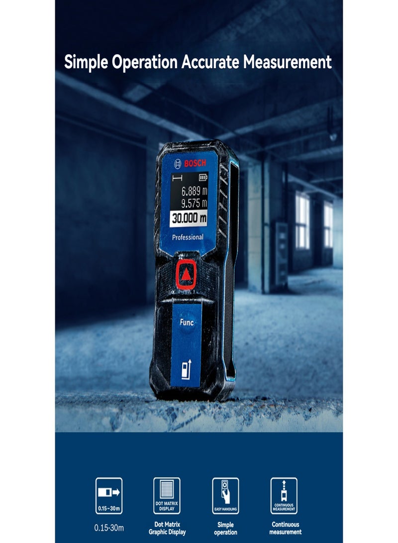 BOSCH GLM 30-23 Red Laser Distance Meter 30m ±1.5mm Accuracy IP54 Compact 2 Buttons ISO Certified - Image 3